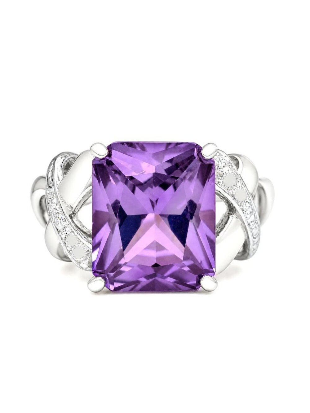 Created 8.94 Cts Alexandrite & Genuine Diamond Ring Solid 10K White Gold